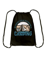 My expert social distancing is camping Drawstring Bag tile