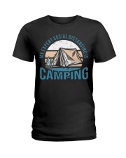 My expert social distancing is camping Ladies T-Shirt tile