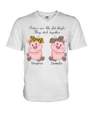 Sisters are like fat thighs V-Neck T-Shirt tile