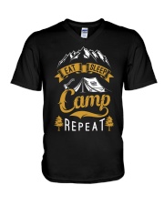 Eat sleep camp V-Neck T-Shirt tile