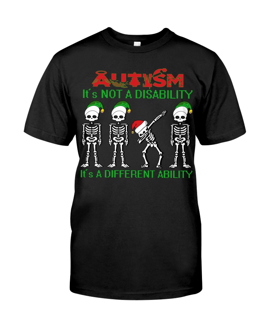 Skeleton autism is not a disability it's a differe Premium Fit Mens Tee