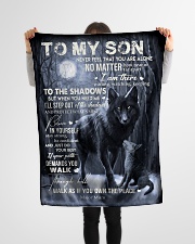 Major Mum - To My Son Small Fleece Blanket - 30" x 40" aos-coral-fleece-blanket-30x40-lifestyle-front-14