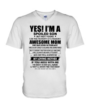 2 yes i am awesome mom V-Neck T-Shirt tile