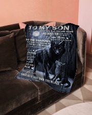 Mumpy - To My Son Small Fleece Blanket - 30" x 40" aos-coral-fleece-blanket-30x40-lifestyle-front-05