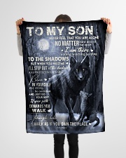 Mumpy - To My Son Small Fleece Blanket - 30" x 40" aos-coral-fleece-blanket-30x40-lifestyle-front-14