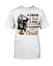 A Child Of God A Man Of Faith A Warrior Of Christ Premium Fit Mens Tee tile