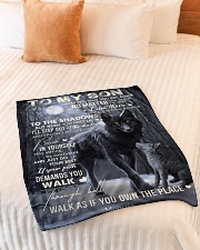 Momzie - To My Son Small Fleece Blanket - 30" x 40" aos-coral-fleece-blanket-30x40-lifestyle-front-01