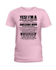3 yes i am daughter little girl Ladies T-Shirt tile