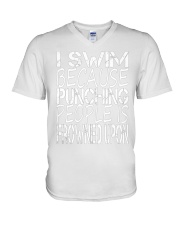 SWIMMING BECAUSE PUNCHING V-Neck T-Shirt thumbnail