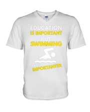 SWIMMING OR EDUCATION V-Neck T-Shirt thumbnail