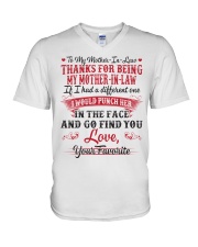 THANKS FOR BEING MY MOTHER-IN-LAW V-Neck T-Shirt thumbnail