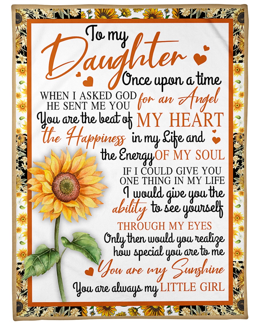 To My Daughter Sunflower BFG-BLK309 Large Fleece Blanket - 60" x 80"