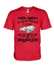 God Sent Me My Grandkids V-Neck T-Shirt front