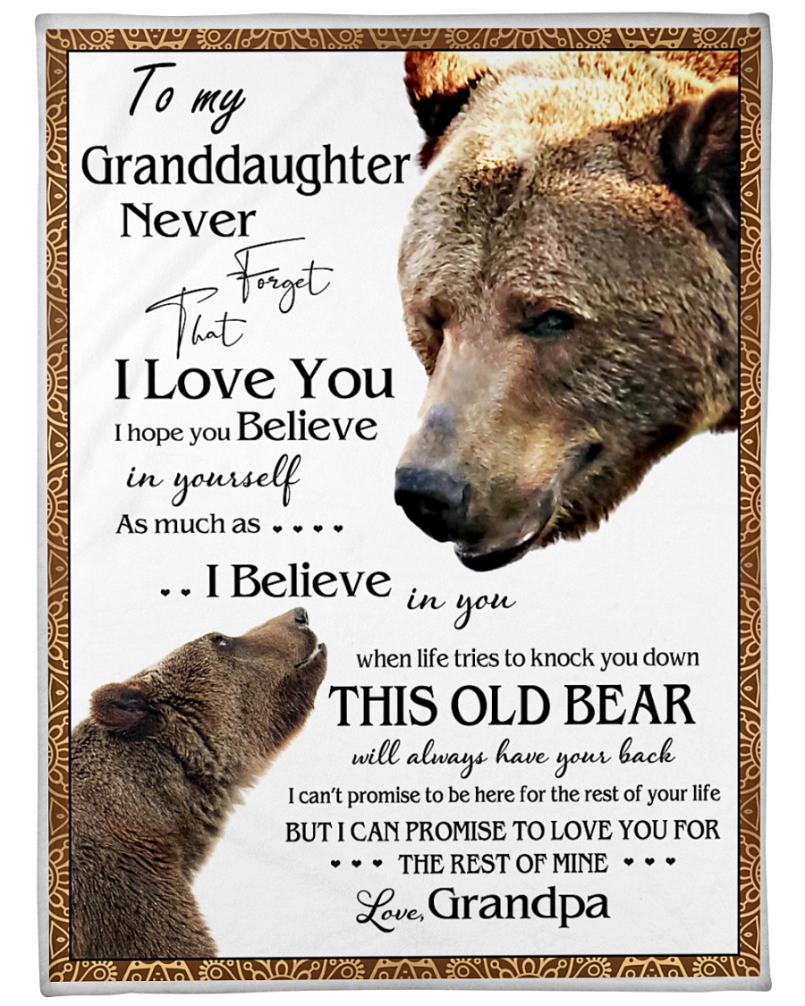 1 DAY LEFT - TO MY GRANDDAUGHTER FROM GRANDPA BEAR Large Fleece Blanket - 60" x 80"
