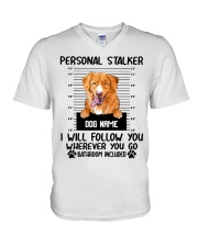 Nova Scotia Duck Tolling Retriever - Personal Stalker - Customizable Dog Name V-Neck T-Shirt tile