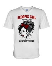 Scorpio Girl - Personalizable Name V-Neck T-Shirt tile