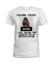 Cocker Spaniel (Brown) - Personal Stalker - Customizable Dog Name Ladies T-Shirt tile