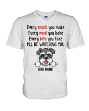 Schnauzer (Salt and Pepper) - Customizable Dog Name V-Neck T-Shirt tile