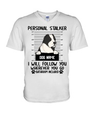 Central Asian Shepherd - Cropped Ears (Brindle) - Cropped Ears (Brindle) - Personal Stalker - Customizable Dog Name V-Neck T-Shirt tile