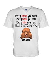 Poodle (Red) - Customizable Dog Name V-Neck T-Shirt tile