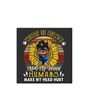 Yorkshire and sunflower make me happy Square Magnet tile