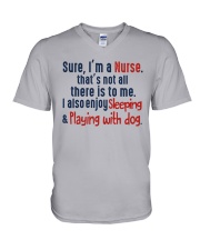 nurse sleep and playing with dog V-Neck T-Shirt thumbnail
