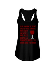 I'm having wine for dinner Long Sleeve Ladies Flowy Tank thumbnail
