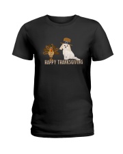 Cockapoo and Turkey Happy Thanksgiving Dark TShir Ladies T-Shirt thumbnail