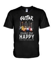 Guitar Makes me happy V-Neck T-Shirt thumbnail