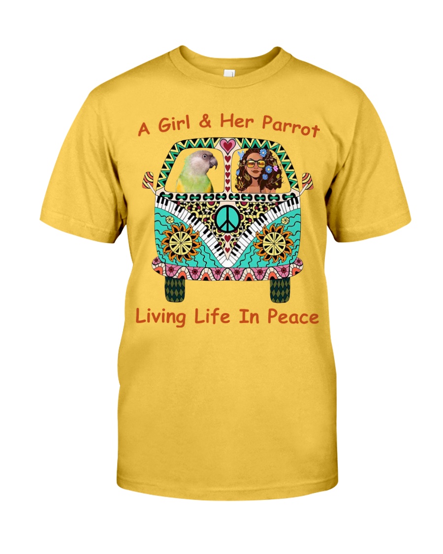 A Girl And Her Senegal Parrot Living Life In Peace Classic T-Shirt