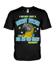 Blue and Gold Macaw Mommy Lover V-Neck T-Shirt thumbnail