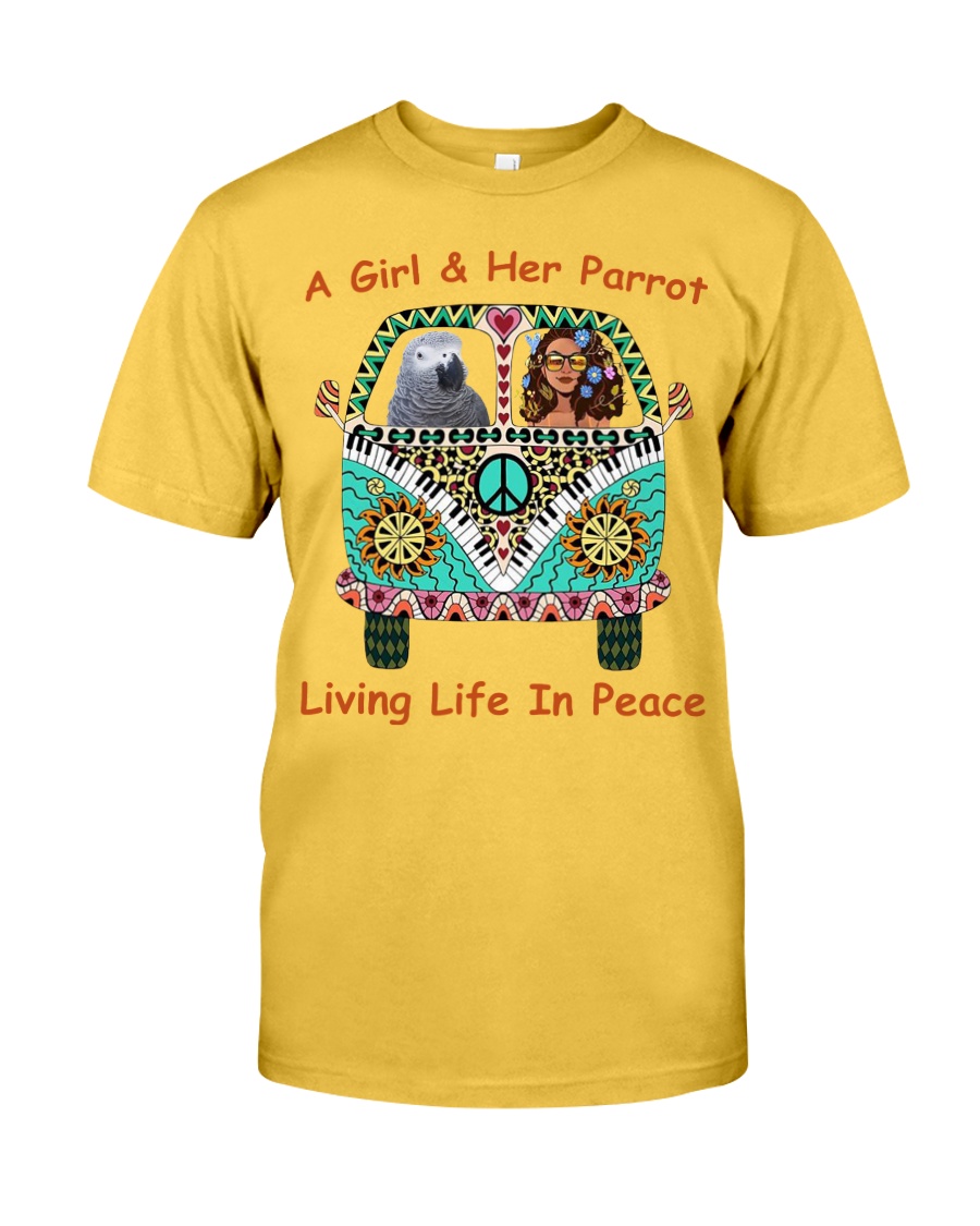 A Girl And Her African Grey Living Life In Peace Classic T-Shirt