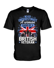 A Woman Raised By A British Veteran V-Neck T-Shirt thumbnail