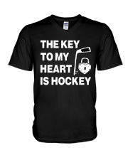 THE KEY TO MY HEART IS HOCKEY V-Neck T-Shirt tile