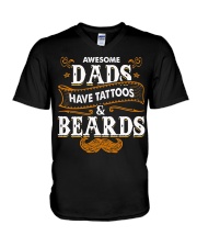 Awesome Dads Have Tattoos and Beards Father's Day V-Neck T-Shirt thumbnail