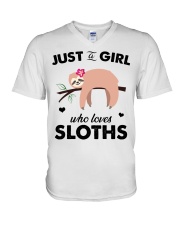 Just a girl who loves sloths V-Neck T-Shirt tile