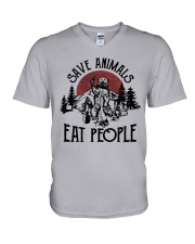 CAMPING SAVE ANIMALS V-Neck T-Shirt tile