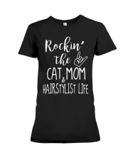 Rockin The Cat Mom and Hairstylist Life T-shirt Premium Fit Ladies Tee thumbnail