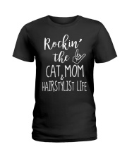 Rockin The Cat Mom and Hairstylist Life T-shirt Ladies T-Shirt thumbnail