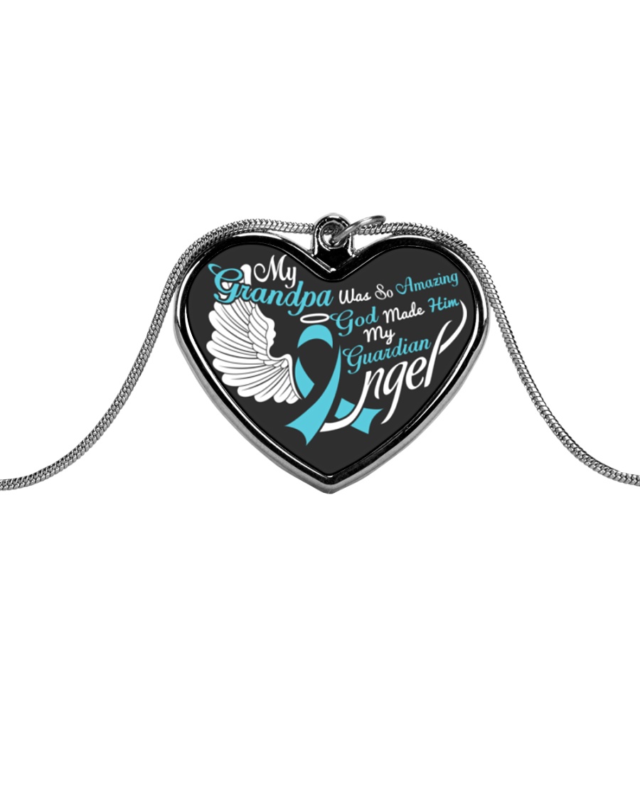 My Grandpa Was so Amazing My Guardian Angel Metallic Heart Necklace