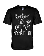 Rockin The Cat Mom and Mermaid Life T-shirt V-Neck T-Shirt thumbnail