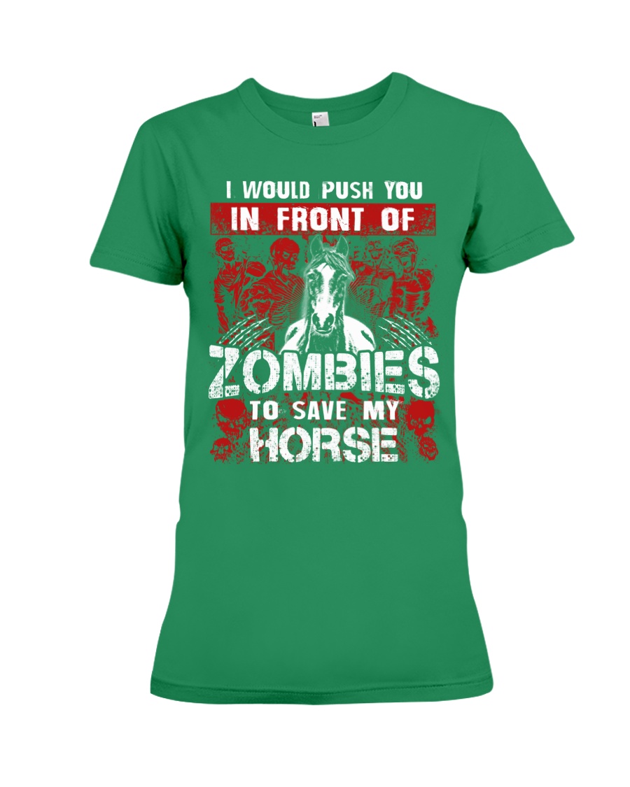 Horse Zombies Tshirts Premium Fit Ladies Tee