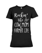 Rockin The Cow Mom and Farmer Life T-shirt Premium Fit Ladies Tee thumbnail
