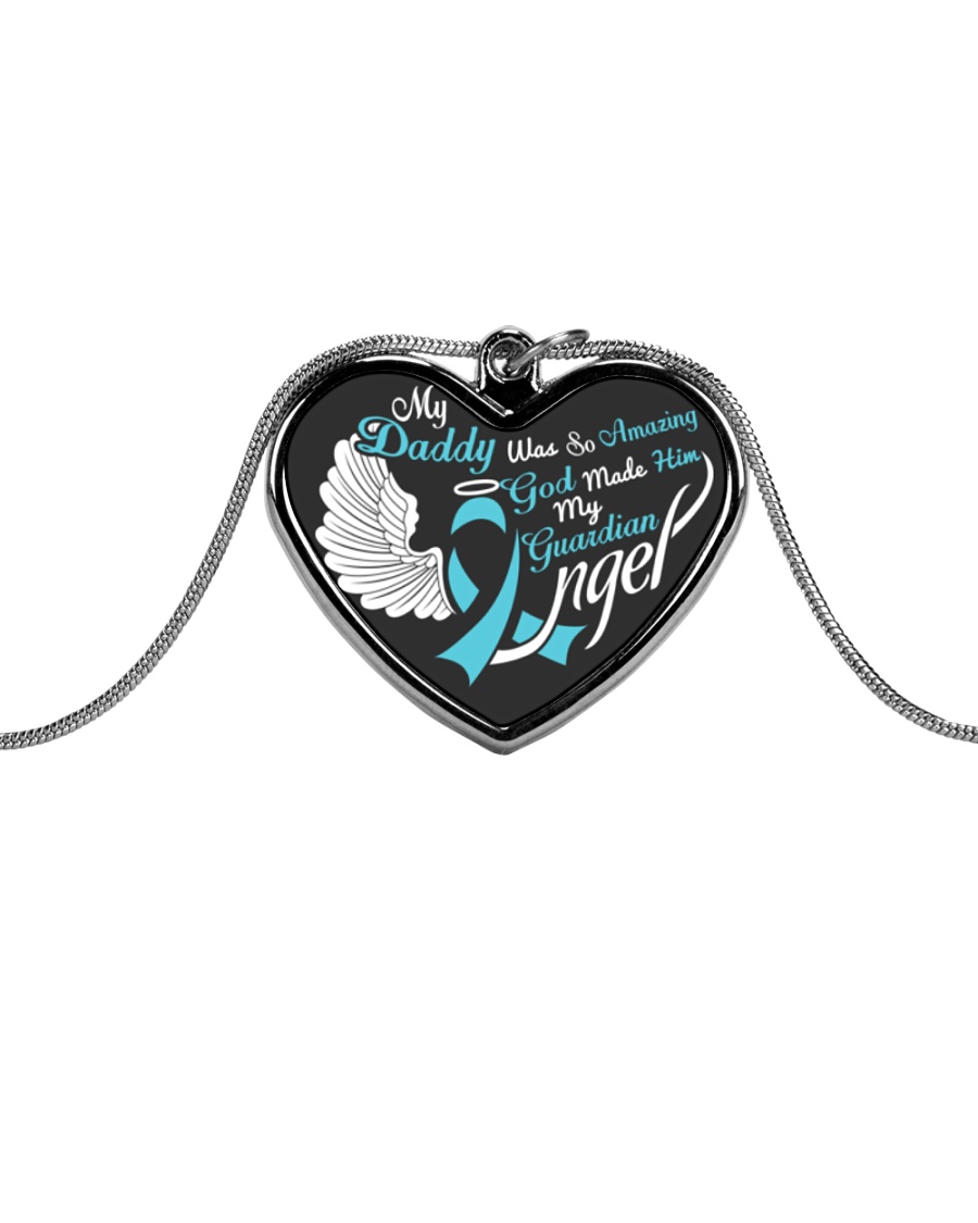 My Daddy Was so Amazing My Guardian Angel Necklace Metallic Heart Necklace