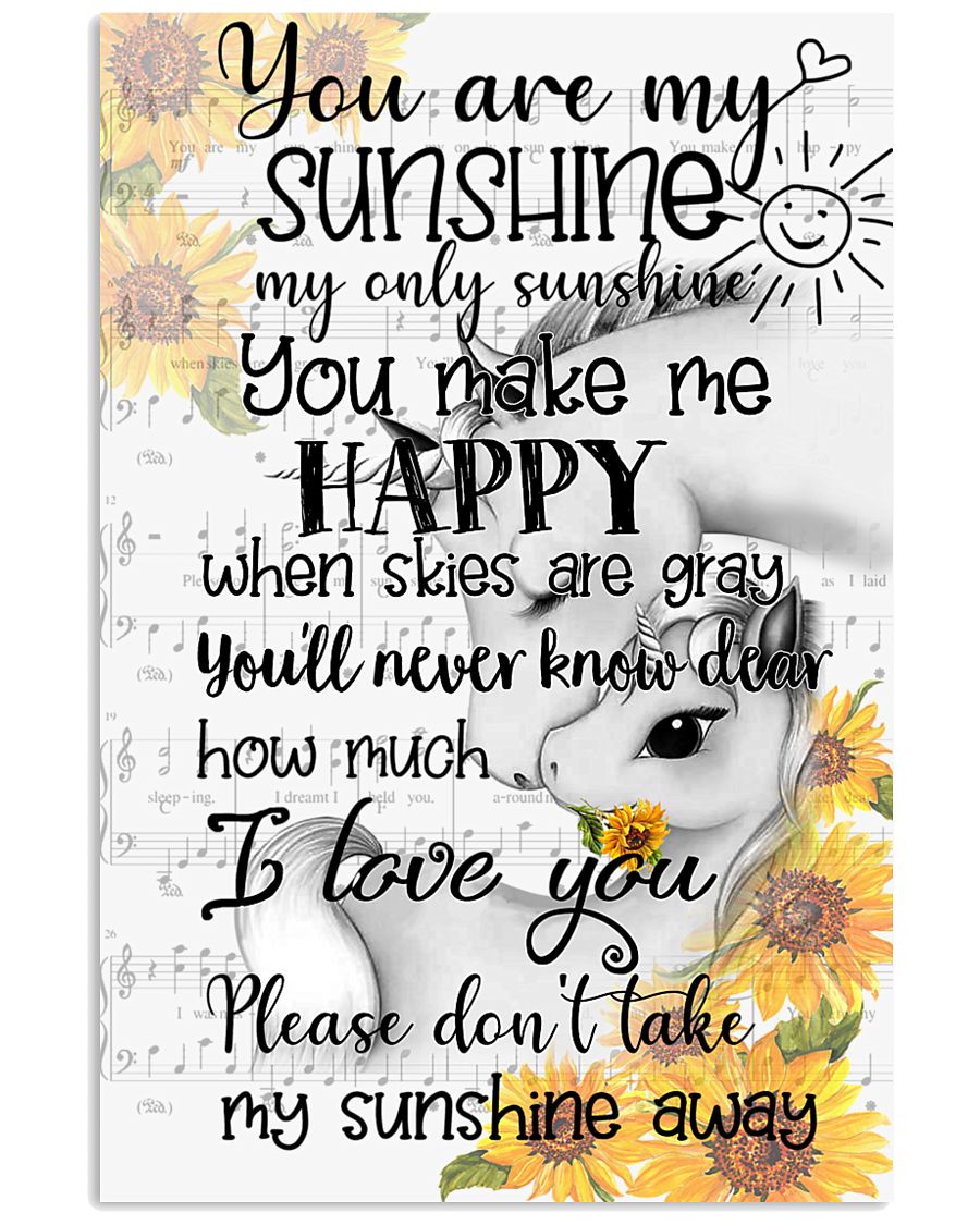 Unicorn You Are My Sunshine 16x24 Poster
