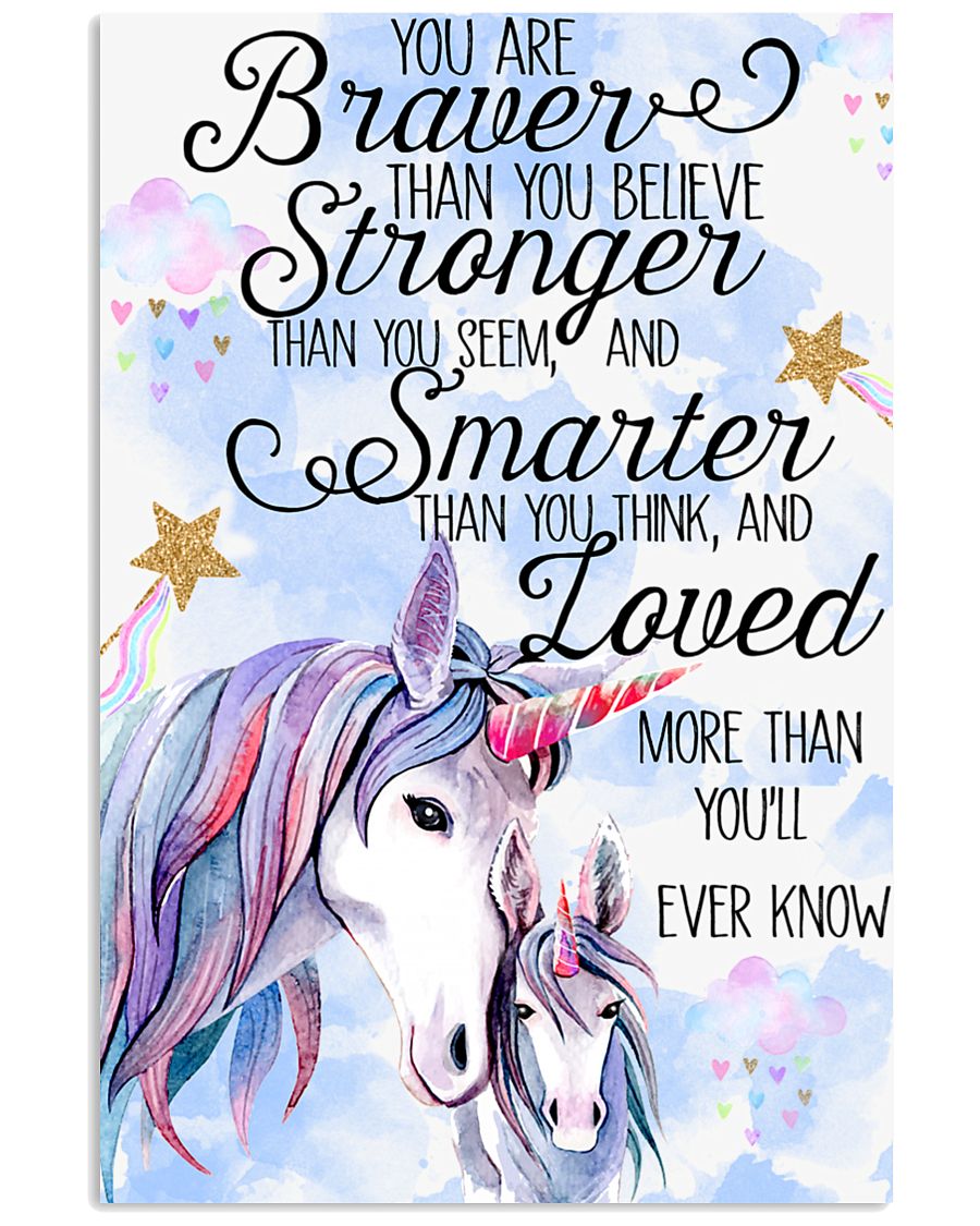 Baby Unicorn You are braver Nursery Poster 11x17 Poster