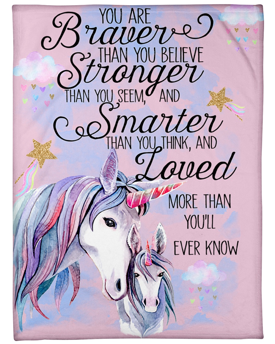 Baby Unicorn You are braver Nursery Blanket Large Fleece Blanket - 60" x 80"