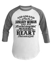 And God Said Let There Be January Woman Baseball Tee tile