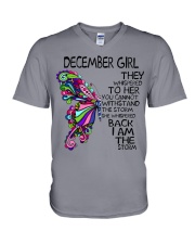 December Girl She Whispered Back I Am The Storm V-Neck T-Shirt tile