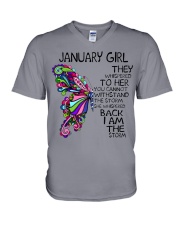 January Girl She Whispered Back I Am The Storm V-Neck T-Shirt tile